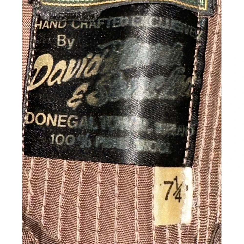 Vtg David Hanna Tweed Bucket Hat Donegal Ireland Wool 7.25 Brown Missing Feather